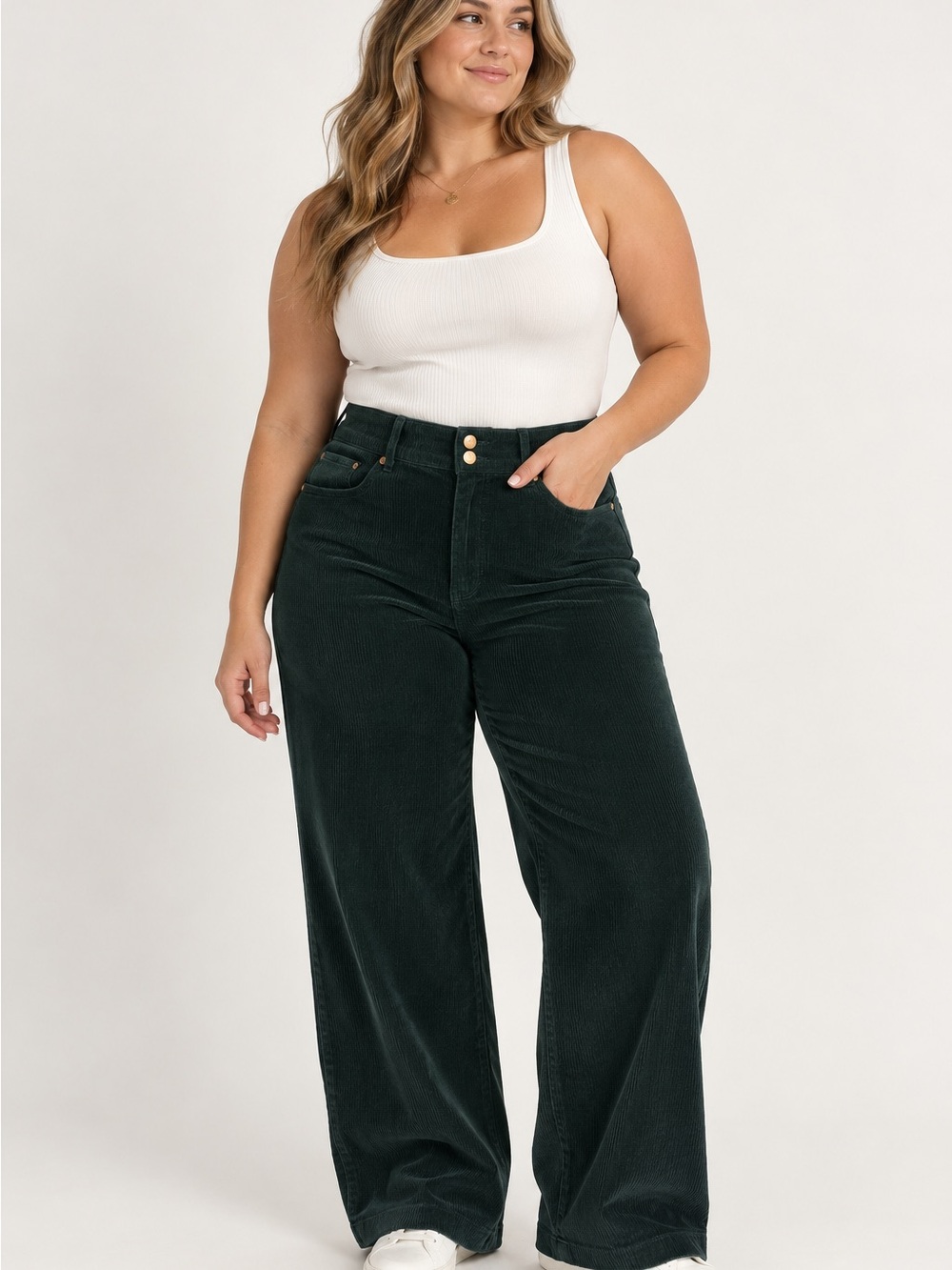 NWT Judy Blue Emerald Corduroy High Waist Wide Leg Pants 15/32